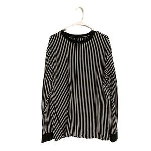 Black and white striped longe sleeve shirt casual business zebra stripe ref